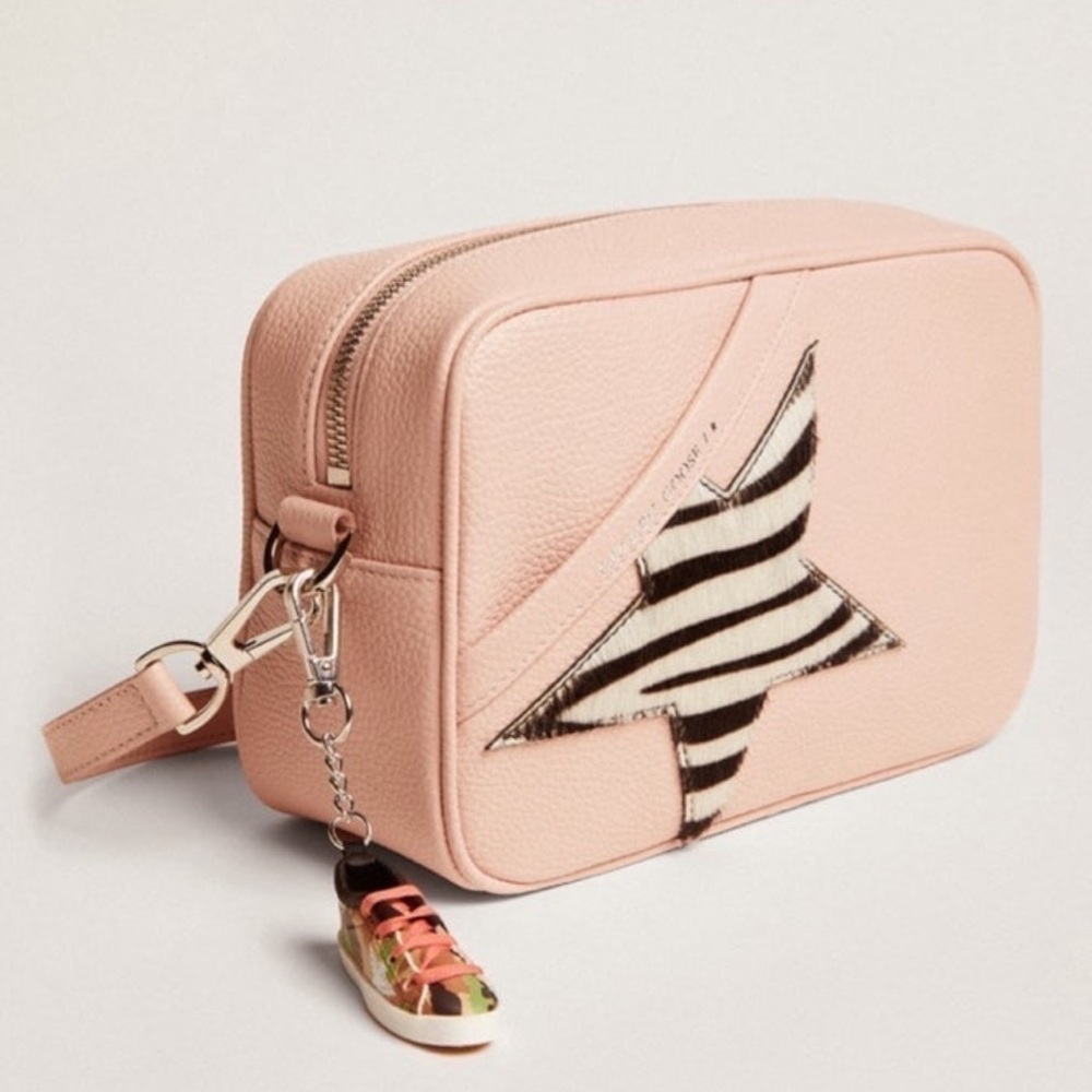 Golden Goose Women's Star Bag in pink leather with zebra print pony skin star